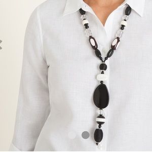 Chico’s Black/White Beaded Y-Necklace